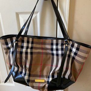 Burberry House Bridle Canvas and Leather Tote